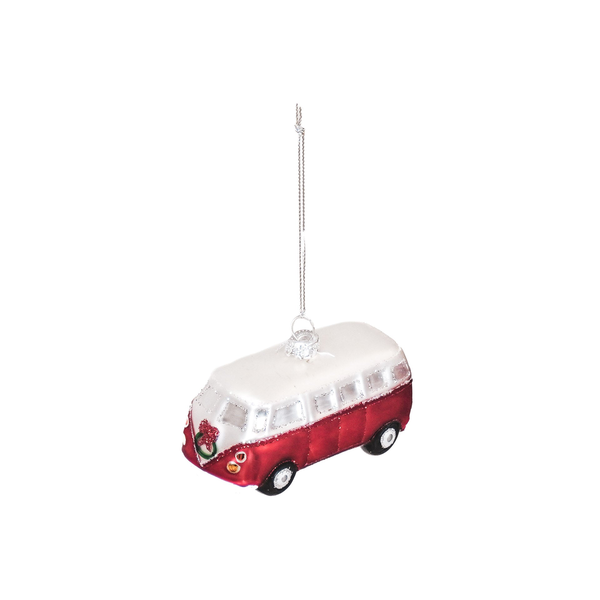 Kerstversiering - Kersthanger - Bus - Glas - Rood - 10,5x4,5x6cm