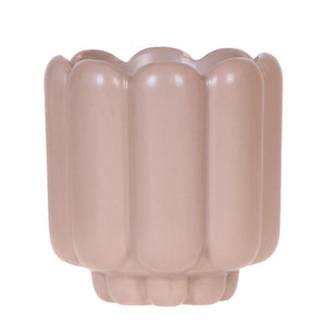 Everspring keramische bloempot retro stijl in zachtroze met golvende randen en uniek ontwerp