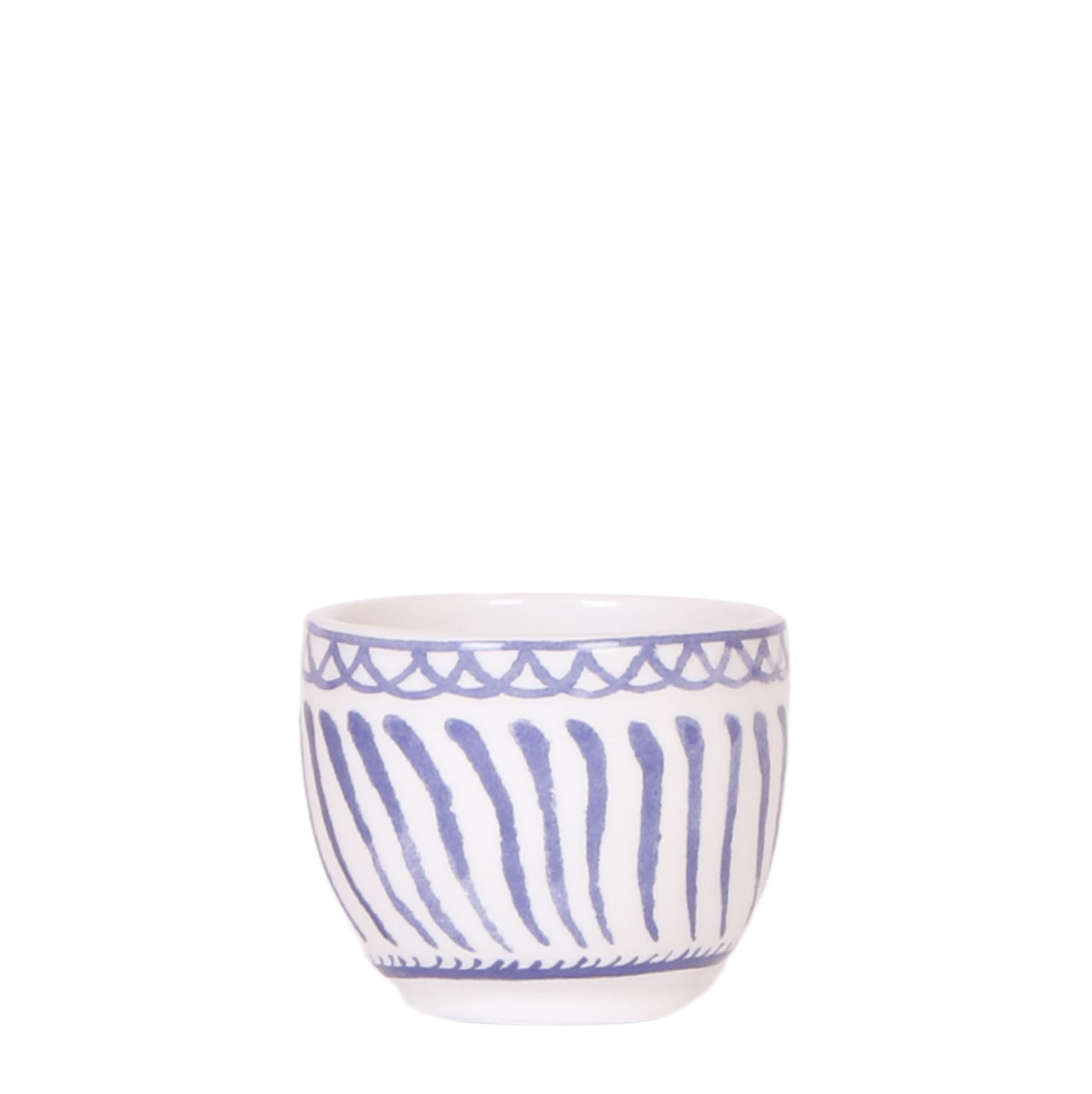 Everspring pot keramische bloempot met blauwe strepen en decoratieve rand voor binnen en buiten