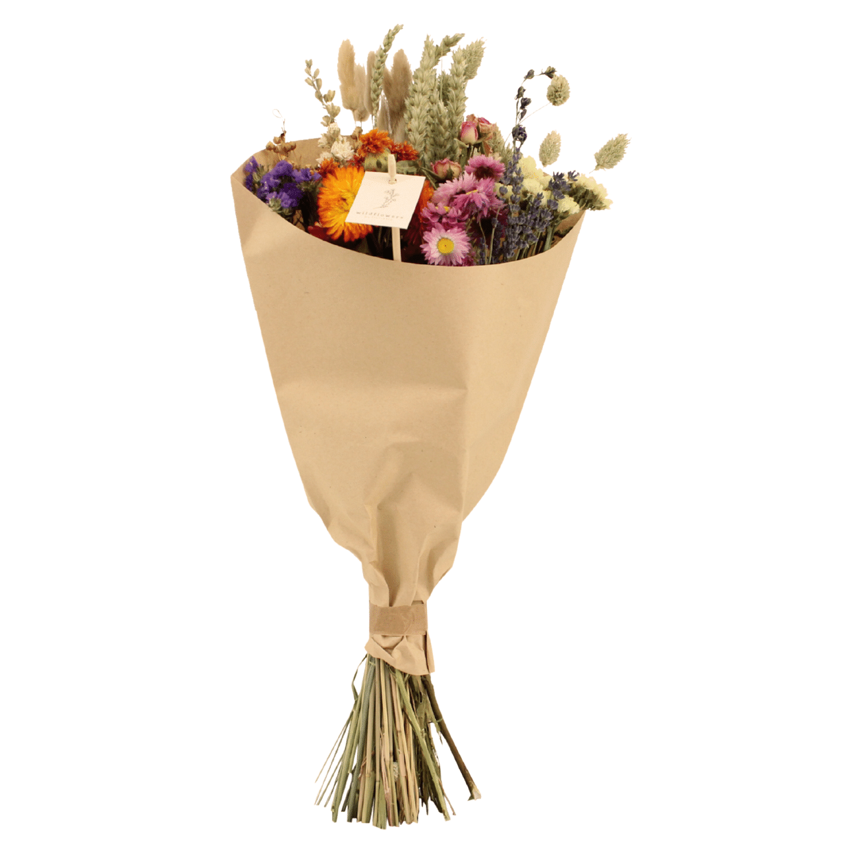 Everspring droogbloemen plukboeket kopen met kleurrijke gedroogde bloemen in naturel verpakking