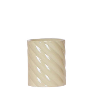 Everspring beige sierpot met gedraaide textuur en glanzende afwerking