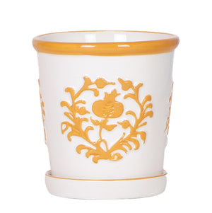Everspring Malaga sierpot oranje met decoratief bloemmotief en bijpassend schoteltje