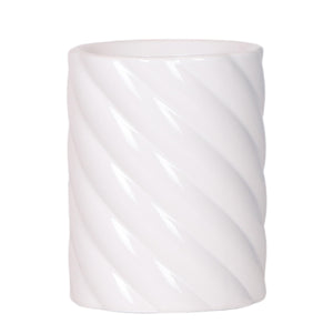 Witte Everspring pot met gedraaide lijnen en glanzende afwerking voor planten en decoratie