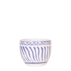 Everspring pot keramische bloempot met blauwe strepen en decoratieve rand voor binnen en buiten