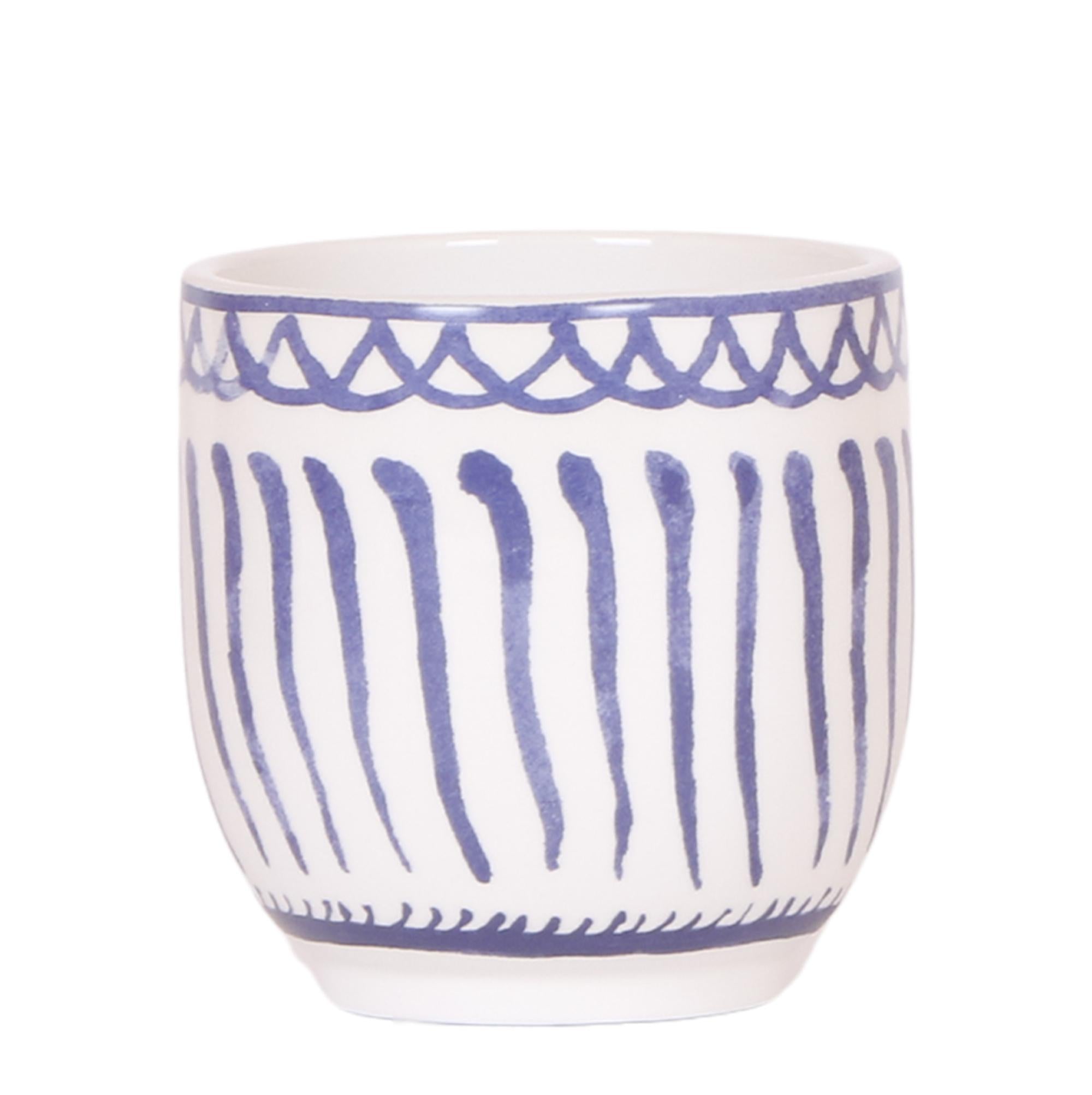Everspring keramische pot met blauw-wit geometrisch patroon, decoratieve bloempot