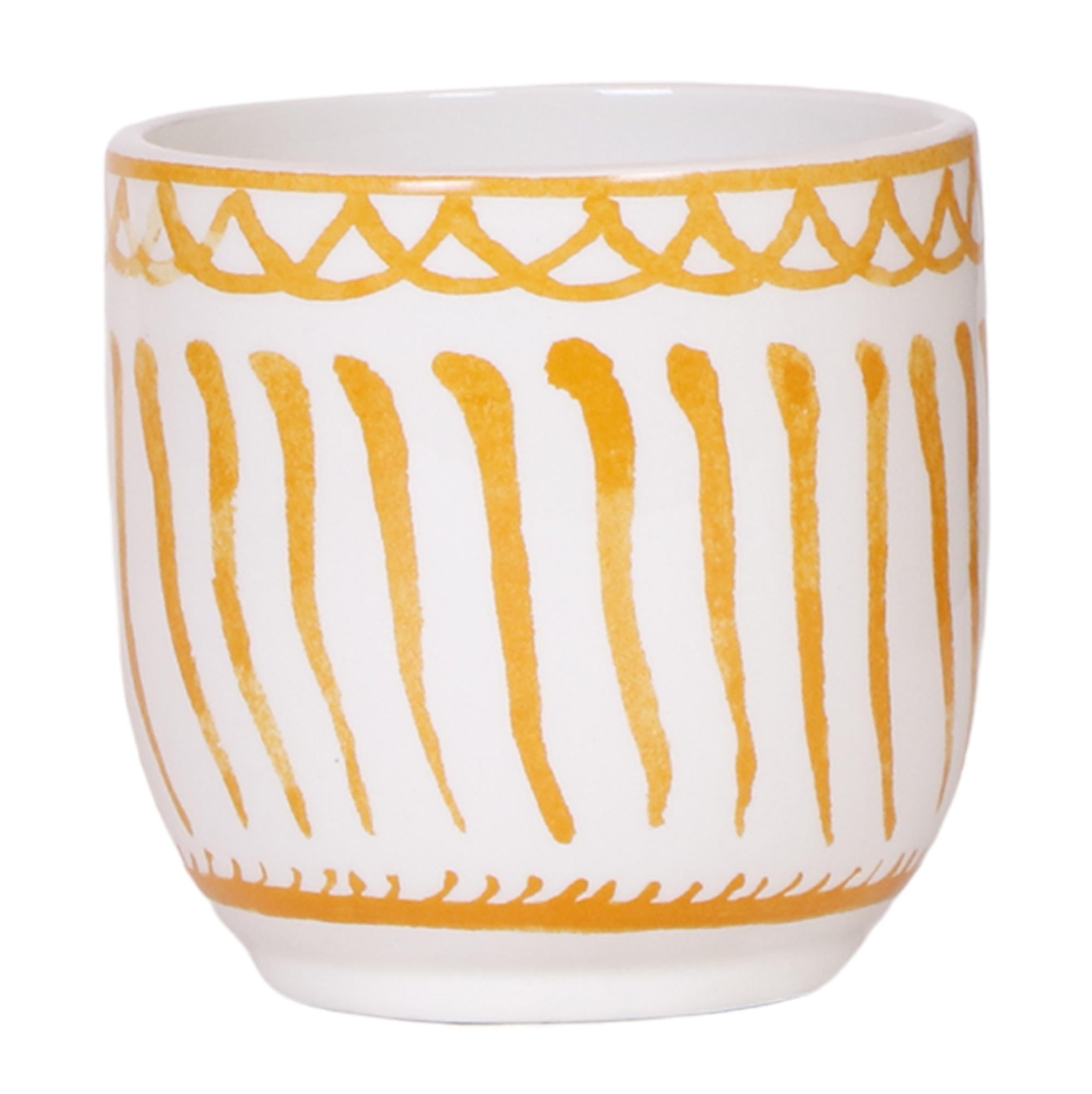 Everspring oranje bloempot keramiek met decoratief gestreept patroon en ronde vorm