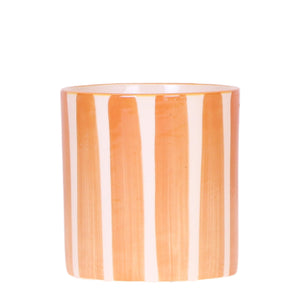 Everspring oranje sierpot keramiek met verticale strepen ideaal voor planten en decoratie
