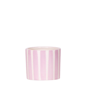 Everspring painted stripe bloempot met roze en witte verticale strepen