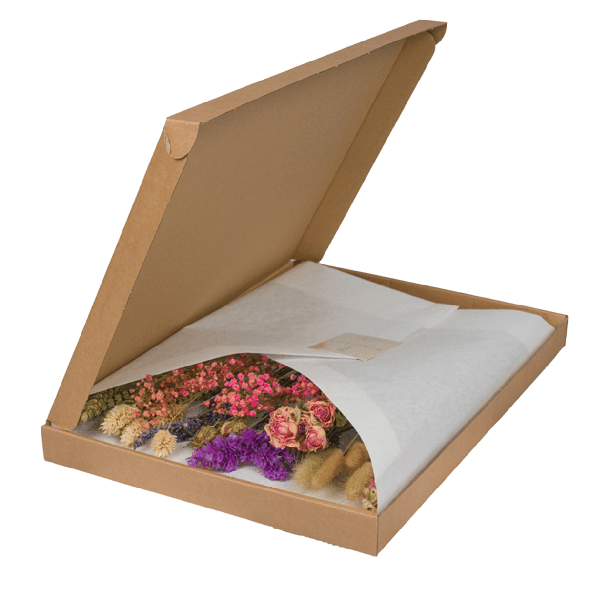 Droogbloemen in Letterbox - Roze