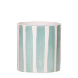 Everspring turquoise sierpot met verticale strepen voor decoratieve planten en bloemen