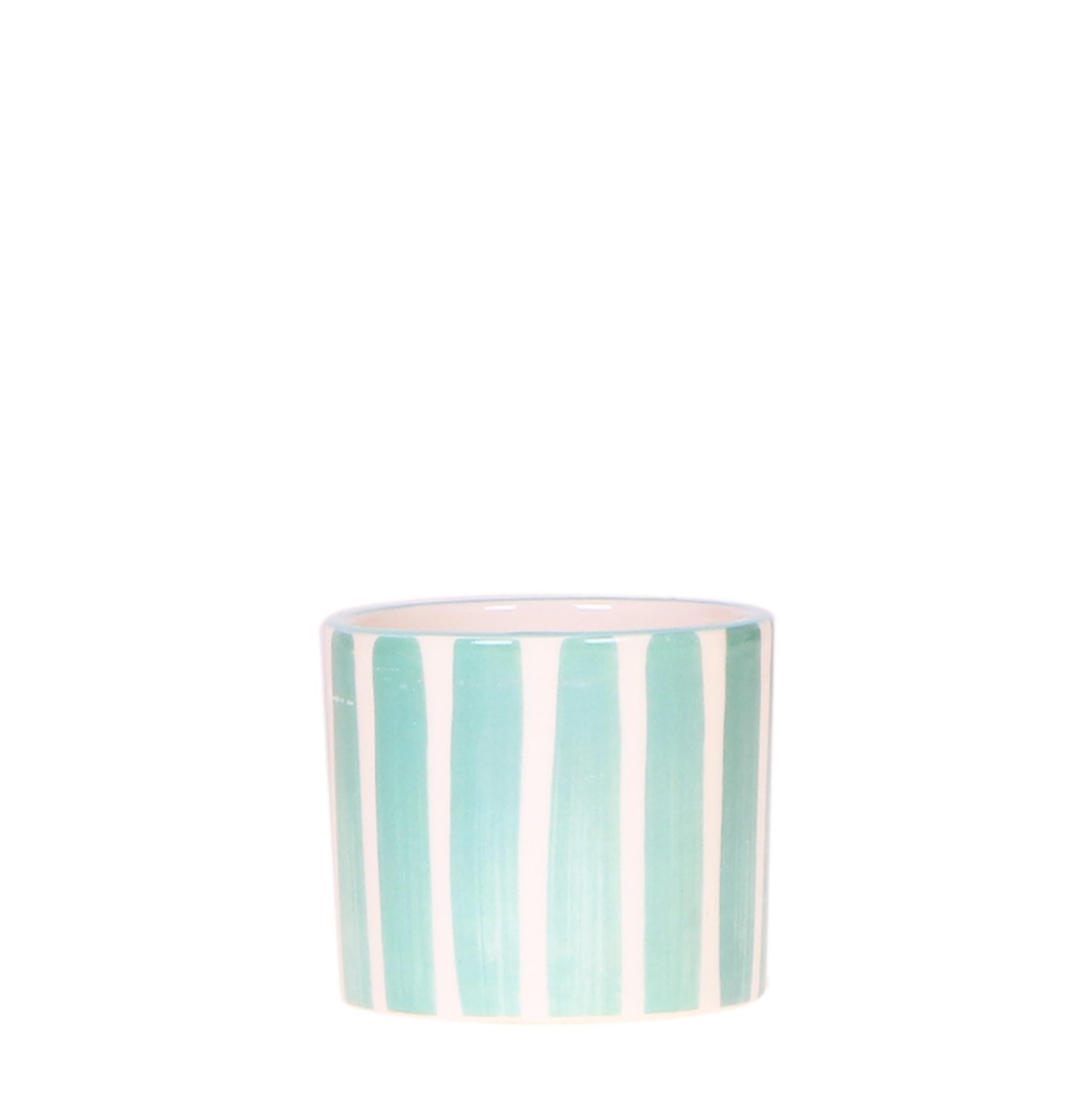 Everspring turquoise sierpot met verticale strepen voor decoratie en planten