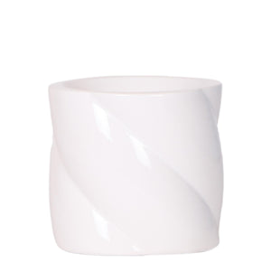 Witte sierpot voor kamerplanten van Everspring met een gladde, gedraaide design